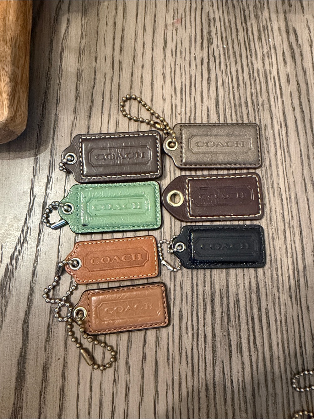COACH Leather large hangtag  - Black, Brown, Tan, Mint Green, Gray